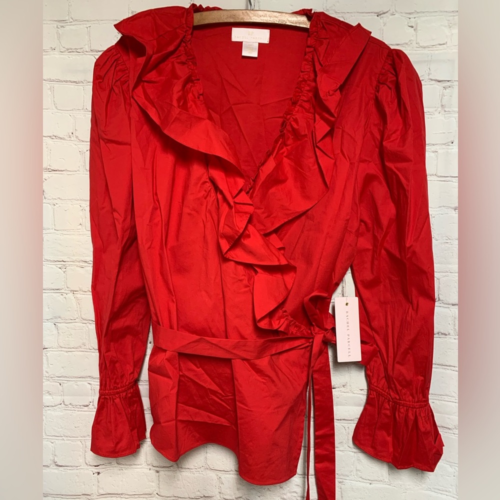 NEW Rachel Parcell Red Wrap Cotton Top Size XXL - Picture 3 of 6